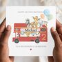 Safari Animals Birthday Card, London Bus 1st 2nd Birthday Card For Son, Nephew, thumbnail 1 of 3