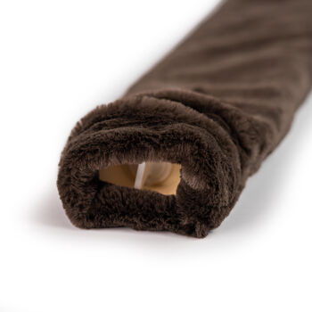 Long Dark Chocolate Recycled Faux Fur Hot Water Bottle, 6 of 6