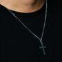 Mens Cross Steel Pendant Necklace, thumbnail 5 of 12