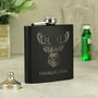 Personalised Stag Black Hip Flask, thumbnail 1 of 3