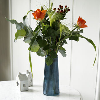 Tall Ribbed Coloured Glass Bouquet Vase, 5 of 6