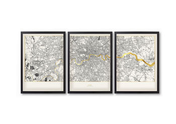 Set Of Three Metallic Foil London Maps, 3 of 6