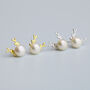 Sterling Silver Pearl Reindeer Stud Earrings, thumbnail 3 of 6