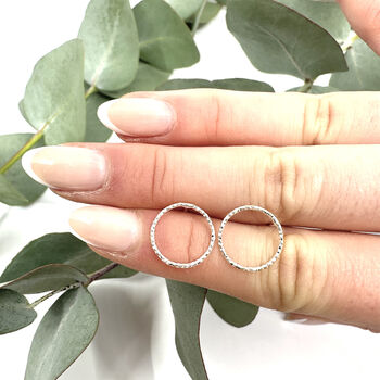 Textured Silver Circle Earrings, 3 of 4