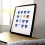 Everton Classic Retro Football Kits Team Print, thumbnail 2 of 4