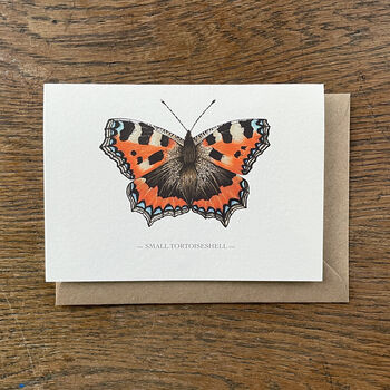 Illustrated Small Tortoiseshell Butterfly Card, 2 of 7