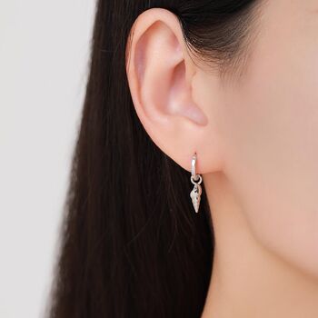 Mismatched Sea Shell Huggie Hoops Earrings In Sterling Silver, 7 of 12