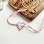 Pink String Hollow Heart Charm Bracelet, thumbnail 1 of 4