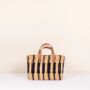 Decorative Reed Storage Basket, Indigo Stripe, thumbnail 2 of 8