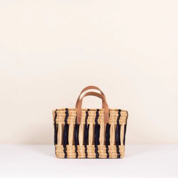 Decorative Reed Storage Basket, Indigo Stripe, 2 of 8