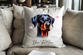 Personalised Doberman Hearts Cushion Cover Gift B, 2 of 2