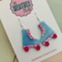 Blue And Pink Roller Skate Earrings / Disco Ball Sparkle Jewellery Skating Gift / Skate Lover Gift / 80s Disco Aesthetic Jewellery, thumbnail 3 of 5