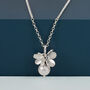 Silver Blossom Flower Pearl Necklace, thumbnail 4 of 5