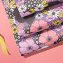 Purple Vintage Floral Pattern Wrapping Paper, thumbnail 1 of 7