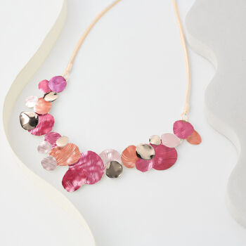 Hammered Fuchsia Pink Four Tone Statement Necklace, 5 of 9