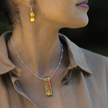 Autumn Coloured Glass Pendant And Silver Necklace, 2 of 12