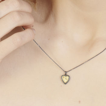 Hearts Of Gold Oxidised Silver Pendant, 2 of 6