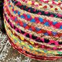Rainbow Bohemian Chindi Footstool Pouffe, thumbnail 3 of 7