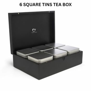Tea Boxes Black Bamboo With High Quality Tins And Spoons, 5 of 6