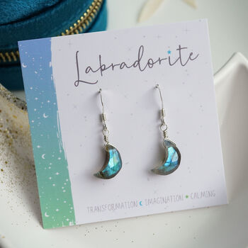 Labradorite Moon Drop Earrings, 2 of 8