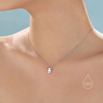 Tiny Dairy Cow Pendant Necklace In Sterling Silver, 2 of 12