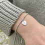 Sterling Silver Ball Slider Bracelet With Personalised Initial Dainty Heart Charm, thumbnail 5 of 11