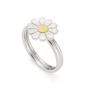 Little Daisy Ring In Solid Silver And 18ct Gold, 2 of 5