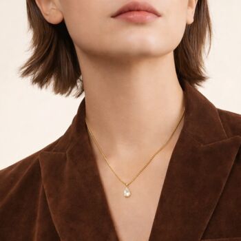 Waterproof Teardrop Cubic Zirconia Pendant Necklace, 2 of 2