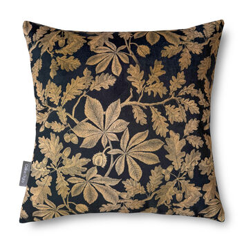 Luxury Velvet Cushion With Piping Autumn Graphite And Gold, 4 of 7