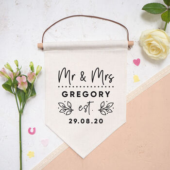 Mr And Mrs Personalised Surname Pennant Flag, 2 of 2
