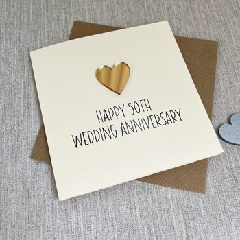 50th Wedding Anniversary Gold Heart Card, 2 of 2