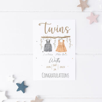 Twins Congratulations New Baby Card, 4 of 6