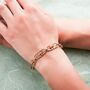 Interlocking Charm Gold Plated Sterling Silver Bracelet, thumbnail 2 of 10