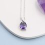 Sterling Silver Amethyst Purple Pear Cut Cz Necklace, thumbnail 7 of 12