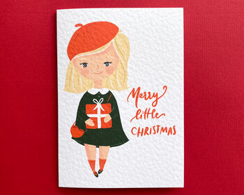 Personalised Little Girl Christmas Greetings Card, 3 of 7