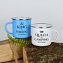 Personalised King And Queen Enamel Camping Mug Set, thumbnail 1 of 4