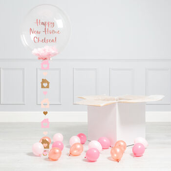 Personalised Pink Home Confetti Bubble Balloon, 2 of 2