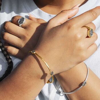 Gold And Silver Crushed Diamond Rotating Ring, 3 of 4