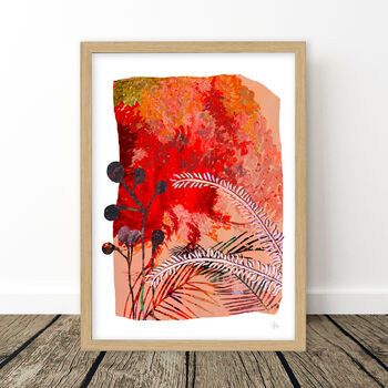 Fire Red Botanical Collage Art Print, 5 of 8