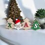 Festive Wooden Christmas Tabletop Sign, Tree Shaped, Santa Hat, thumbnail 3 of 3