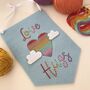 Love And Hugs Banner Embroidery Sewing Kit, thumbnail 1 of 4