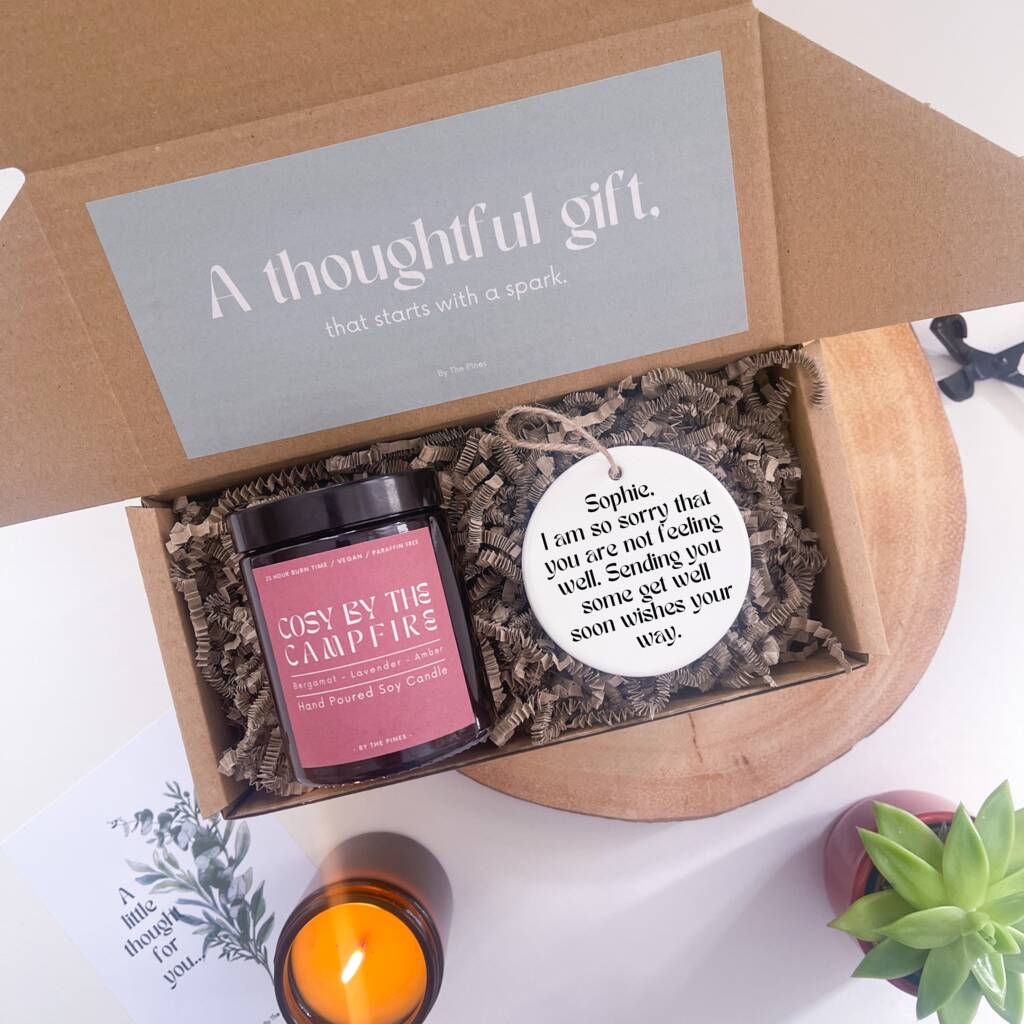 Personalised Get Well Soon Candle Gift Set By By The Pines ...