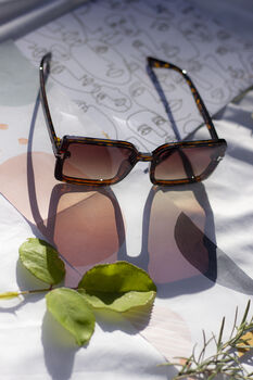 Front Lens Rectangle Thick Frame Sunglasses In Tortoise Shell, 3 of 3