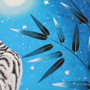 Tiger And Bamboo Starry Chinoiserie Giclée Print, 4 of 5