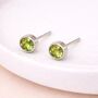 Sterling Silver August Peridot Birthstone Stud Earrings – 7mm, thumbnail 2 of 6