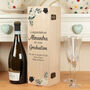 Floral Graduation Hinged Champagne Bottle Gift Box, thumbnail 1 of 2