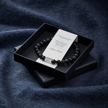 Personalised Men's Sterling Silver And Black Onyx Bead Coordinates Bracelet, 4 of 4