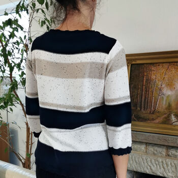 Adelaide Striped Cotton Jumper With Mini Sequins, 3 of 8