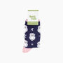 Sleeping Barn Owl Fluffy Bamboo Socks In Navy Blue, thumbnail 4 of 4