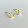 Sterling Silver Gold Colour Tiny Heart Stud Earrings, thumbnail 3 of 5